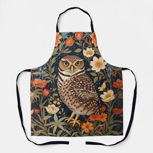 Beautiful Burrowing Owl William Morris Inspiriert Schürze (Vorderseite)
