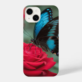 Beautiful Butterfly Red Rose - iPhone 14 Hülle