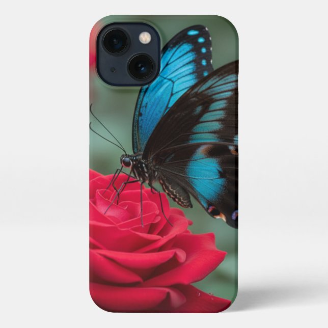Beautiful Butterfly Red Rose - iPhone Hülle (Rückseite)