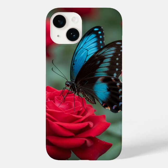 Beautiful Butterfly Red Roses - Stunning Case-Mate iPhone 14 Hülle (Rückseite)