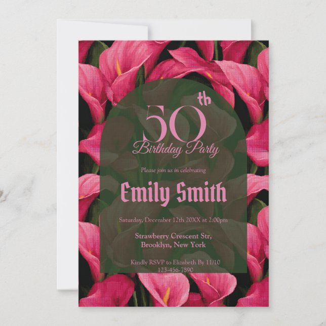 Beautiful Call Lilies Floral 15Th Birthday Party Einladung (Vorderseite)