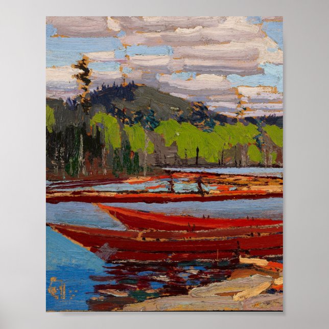 Beautiful Canadian Lake Scene Tom Thomson Bateaux Poster (Vorne)