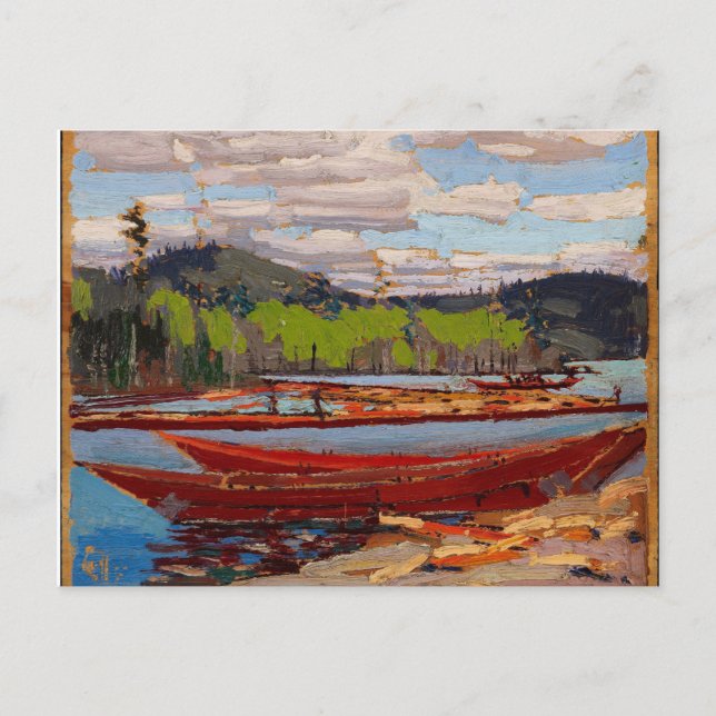 Beautiful Canadian Lake Scene Tom Thomson Bateaux Postkarte (Vorderseite)