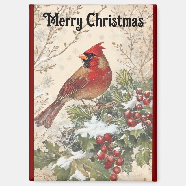 Beautiful Cardinal Christmas Magnet (Recto)