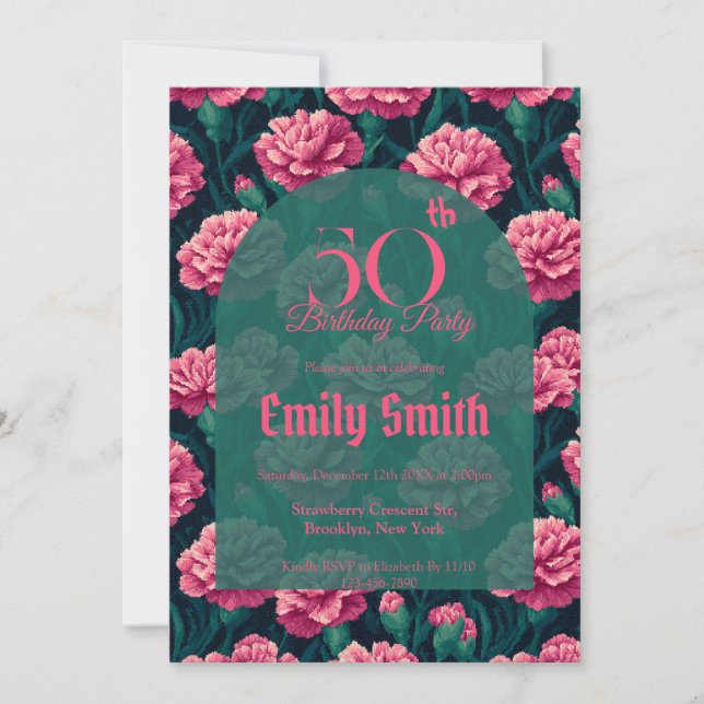 Beautiful Carnation Charm 5Th Birthday Einladung (Vorderseite)