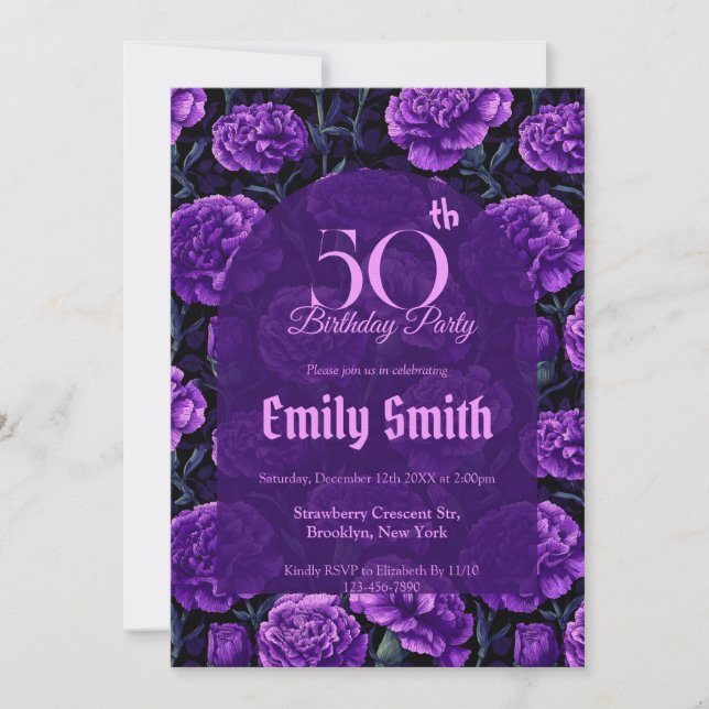 Beautiful Carnation Fantasy 20Th Birthday Einladung (Vorderseite)