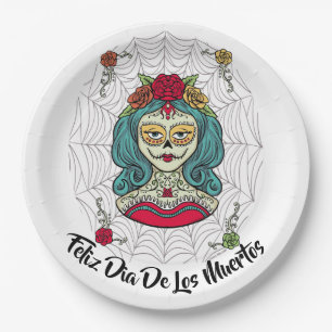 Beautiful Catrina Feliz Día de Muertos Pappteller
