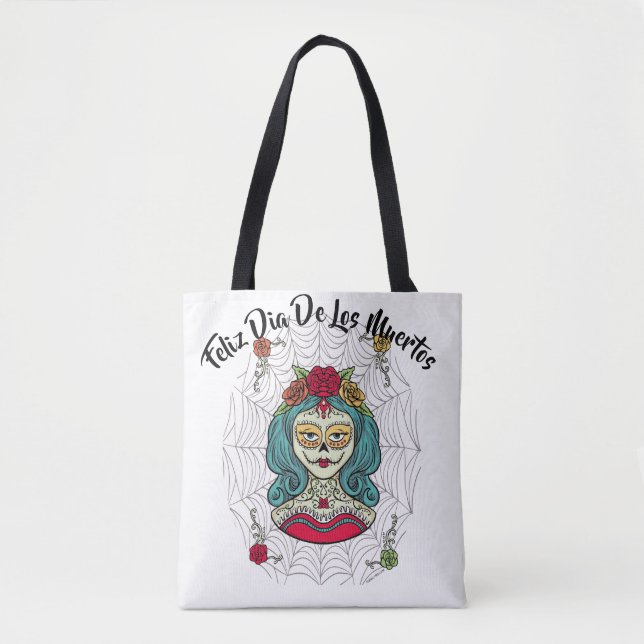 Beautiful Catrina Feliz Día de Muertos Tasche (Vorderseite)