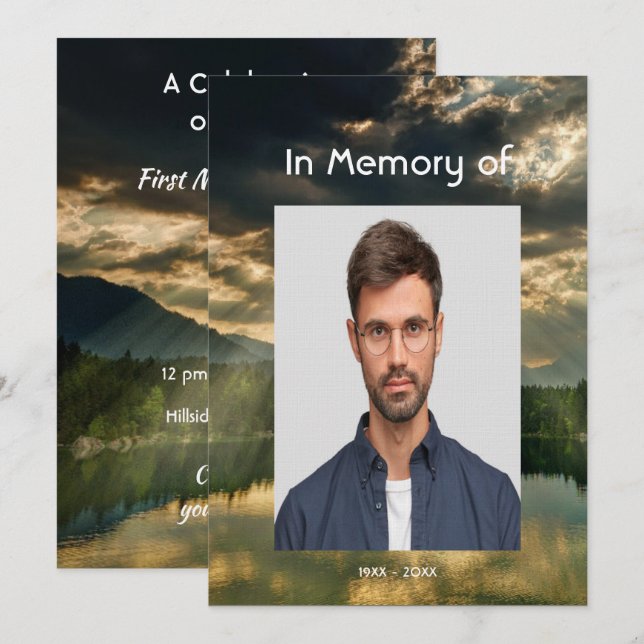 Beautiful Celebration of Life Service  Lake Beach Einladung (Vorne/Hinten)