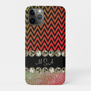 Beautiful Champagne Bling Zickzack Monogram Case-Mate iPhone Hülle