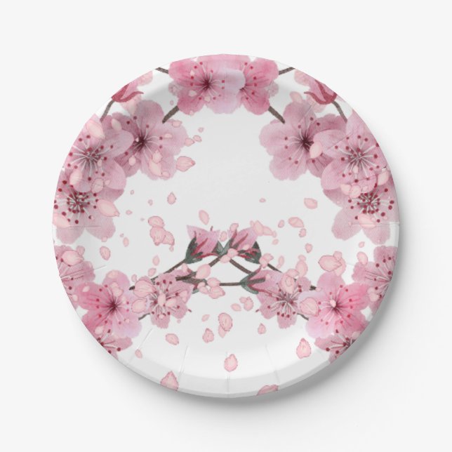 Beautiful Cherry Blossom Mixed Medium Print Pappteller (Vorderseite)
