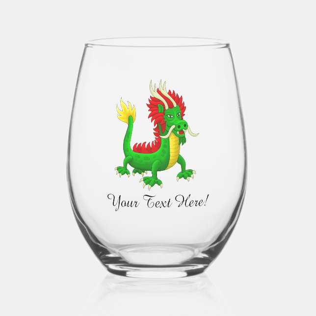 Beautiful Chinese Dragon Weinglas Ohne Stiel (Vorderseite)