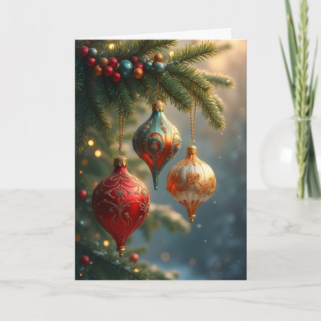 Beautiful Christmas Ornaments Feiertagskarte (Vorderseite)