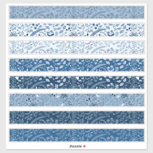 Beautiful Classic Blue Floral Boho Muster Aufkleber (Blatt)