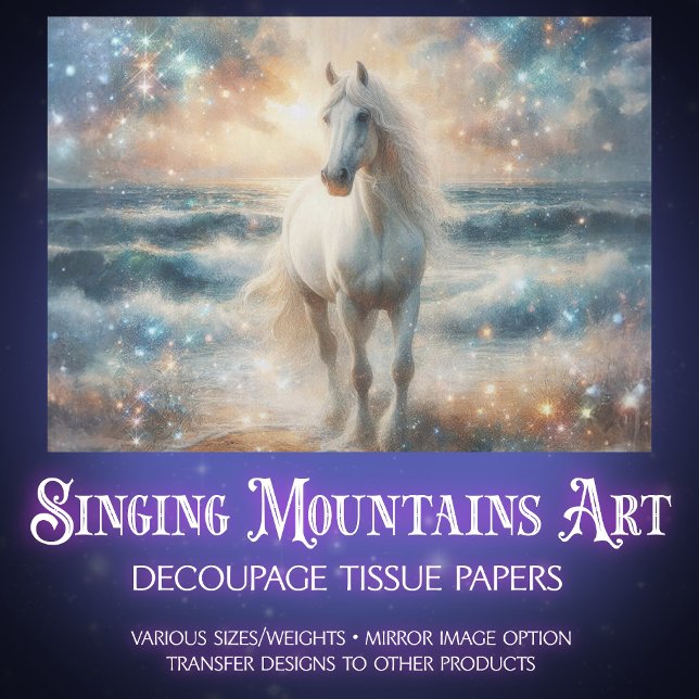 Beautiful Coastal Horse and Ocean Art Decoupage Seidenpapier (Von Creator hochgeladen)