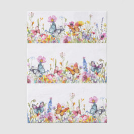 Beautiful Colorful Wildflowers & Butterflies Seidenpapier