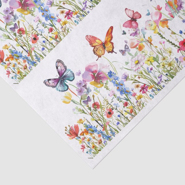 Beautiful Colorful Wildflowers & Butterflies Seidenpapier (Ausschnitt)