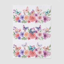 Beautiful Colorful Wildflowers & Butterflies Seidenpapier