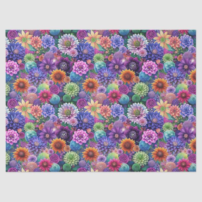 Beautiful Colorful Wildflowers Pattern Decoupage Seidenpapier (Vorderseite)