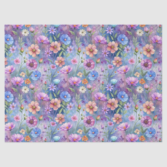 Beautiful Colorful Wildflowers Pattern Decoupage Seidenpapier (Vorderseite)