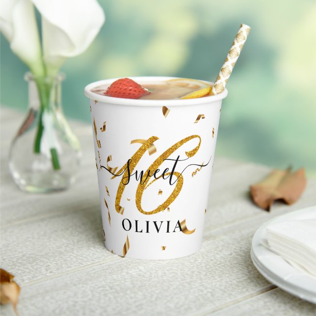 Beautiful Confetti Sweet 16 16 Papier Cups Pappbecher (In Situ)