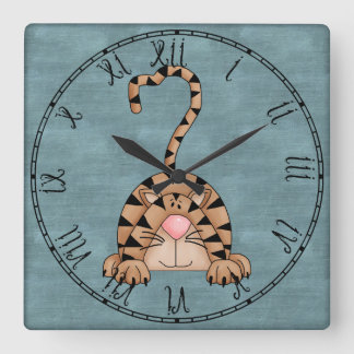 Beautiful Country Cat Quadratische Wanduhr