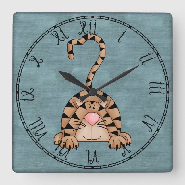 Beautiful Country Cat Quadratische Wanduhr (Vorderseite)