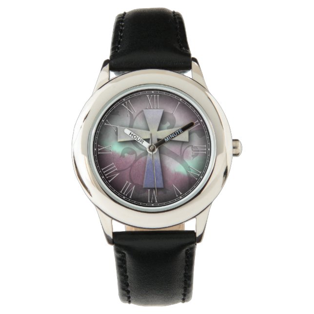 Beautiful Custom Christlich Jesus rustikales Kreuz Armbanduhr (Vorderseite)