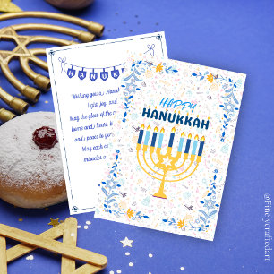 Beautiful Custom Message Blue Happy Hanukkah Feiertagskarte
