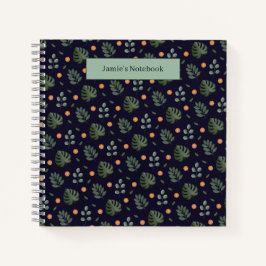 Beautiful Custom Name Modern Leaf Spiral Notebook Notizbuch