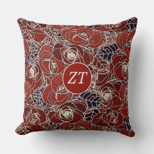 Beautiful Custom Red White Black Floral Kissen