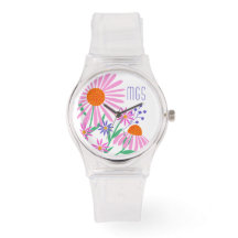 Beautiful Daisies benutzerdefinierte Monogramm-Uhr