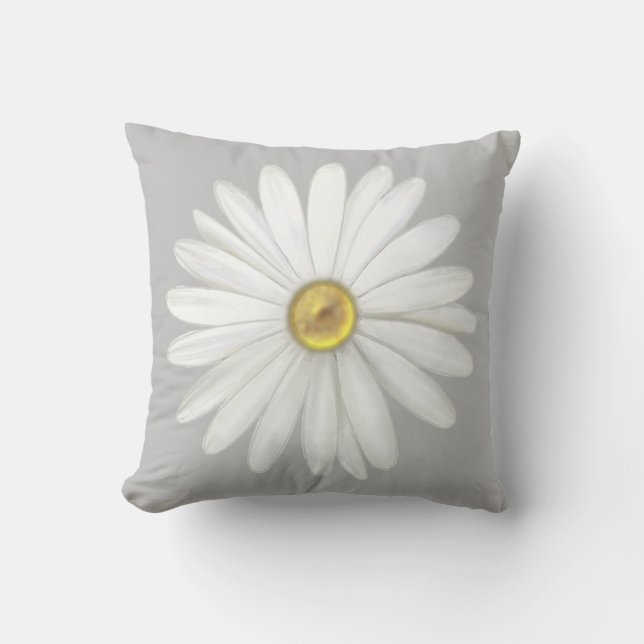 Beautiful Daisy Blume auf Light Gray Kissen (Vorderseite)