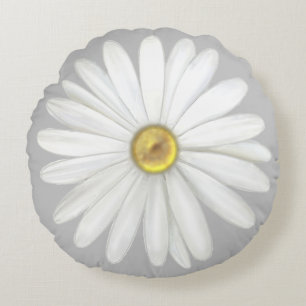 Beautiful Daisy Blume auf Light Gray Rundes Kissen