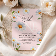 Beautiful Daisy Wild One Girl 1st Birthday Invitat