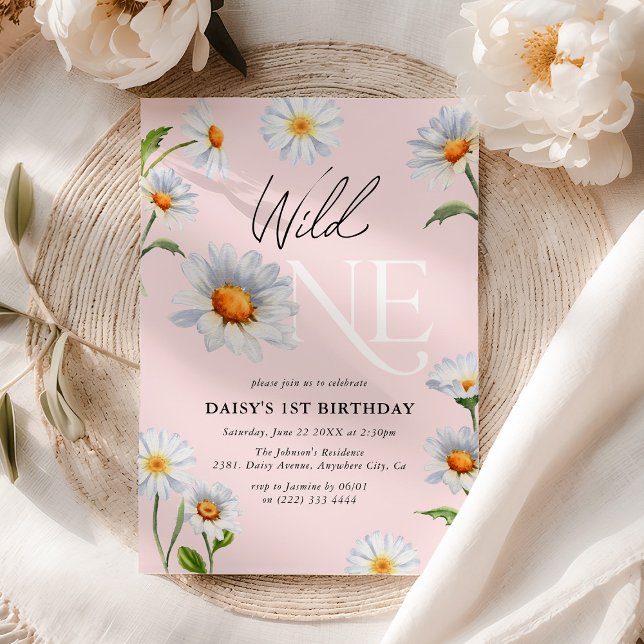 Beautiful Daisy Wild One Girl 1st Birthday Invitat Einladung (Von Creator hochgeladen)