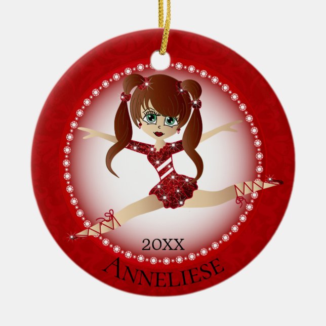 Beautiful Dancing Red Ballerina Keramik Ornament (Vorne)