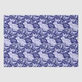 Beautiful Dark Blue & White Rabbit Dedham Delft Seidenpapier