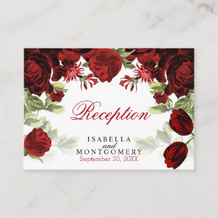 Beautiful Dark Red Floral Design - Empfang Begleitkarte