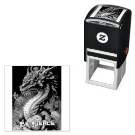 Beautiful Dragon  and Flowers Permastempel