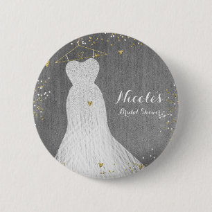 Beautiful Dress on Gold Hanger Brautparty Party Button