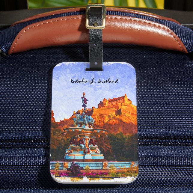 Beautiful Edinburgh Castle Watercolor Gepäckanhänger (Vorderseite Insitu 2)