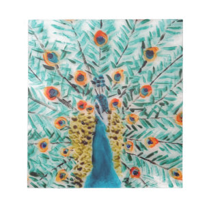 Beautiful Emerald Green Turquoise Peacock Notizblock