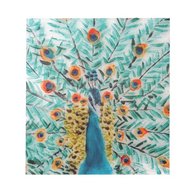 Beautiful Emerald Green Turquoise Peacock Notizblock (Vorderseite)