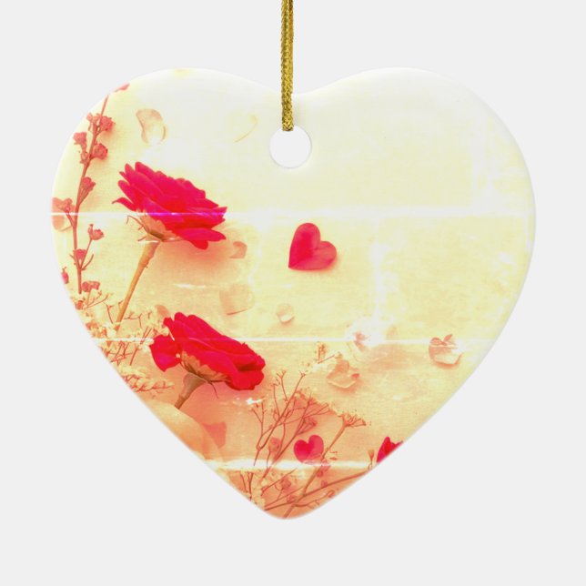 Beautiful Faded Flowers on a Valentines Day Tree Keramik Ornament (Hinten)