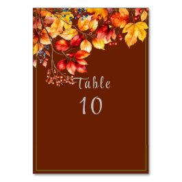 Beautiful Fall Leaves and Berries Autumn Wedding Tischnummer