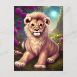 Beautiful Fantasy Niedlich Kawaii Lion Cub Postkarte