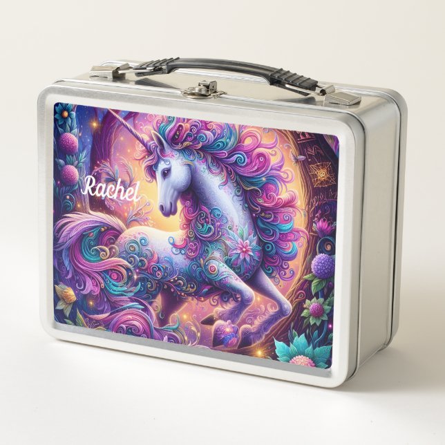 Beautiful Fantasy Unicorn Metal Lunch Box (Vorderseite)