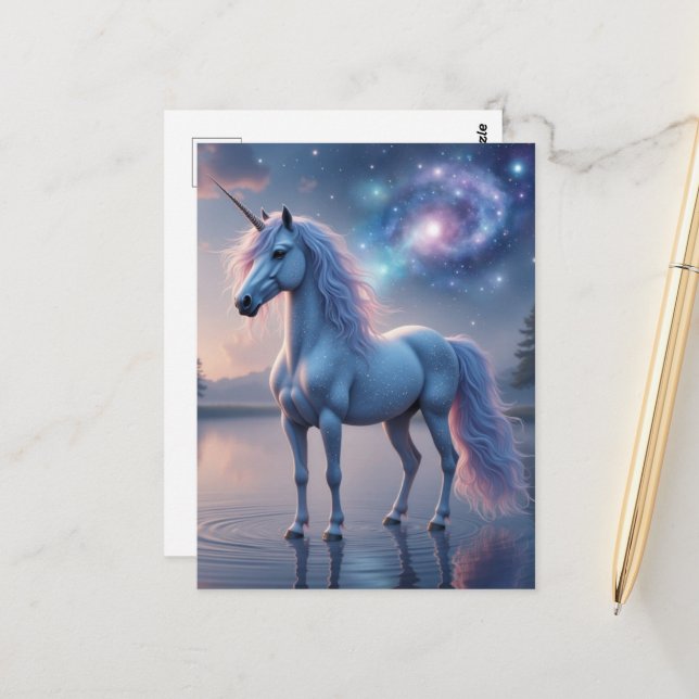 Beautiful Fantasy Unicorn Postkarte (Vorderseite/Rückseite Beispiel)