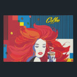 "Beautiful Fashion Woman and Coffee Cup" POP ART Künstlicher Leinwanddruck<br><div class="desc">"Beautiful Fashion Woman and Coffee Cup" POP-ART Poster,  Retro,  Design,  Rot,  Blau,  Gelb,  leuchtend dynamische Farbe,  Memphis Style,  Dekoration,  Abstrakt Rothaarmädchen,  Ingwer,  Art,  Modernes Konzept,  Frauentag,  Valentinstag,  Muttertag,  Geburtstag,  Urlaubsgeschenk</div>